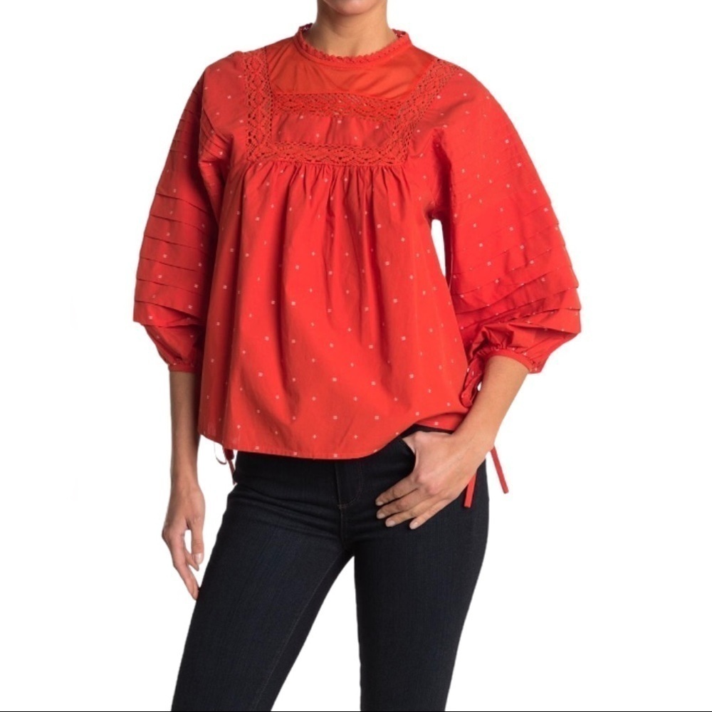 Ella Moss Lyra Puffed Pintucked Woven Blouse